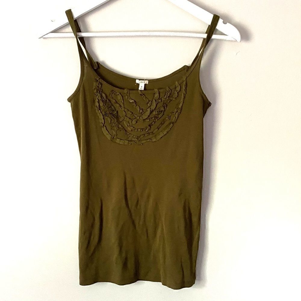 J.Crew ribbed tank silk ruffled neck line small